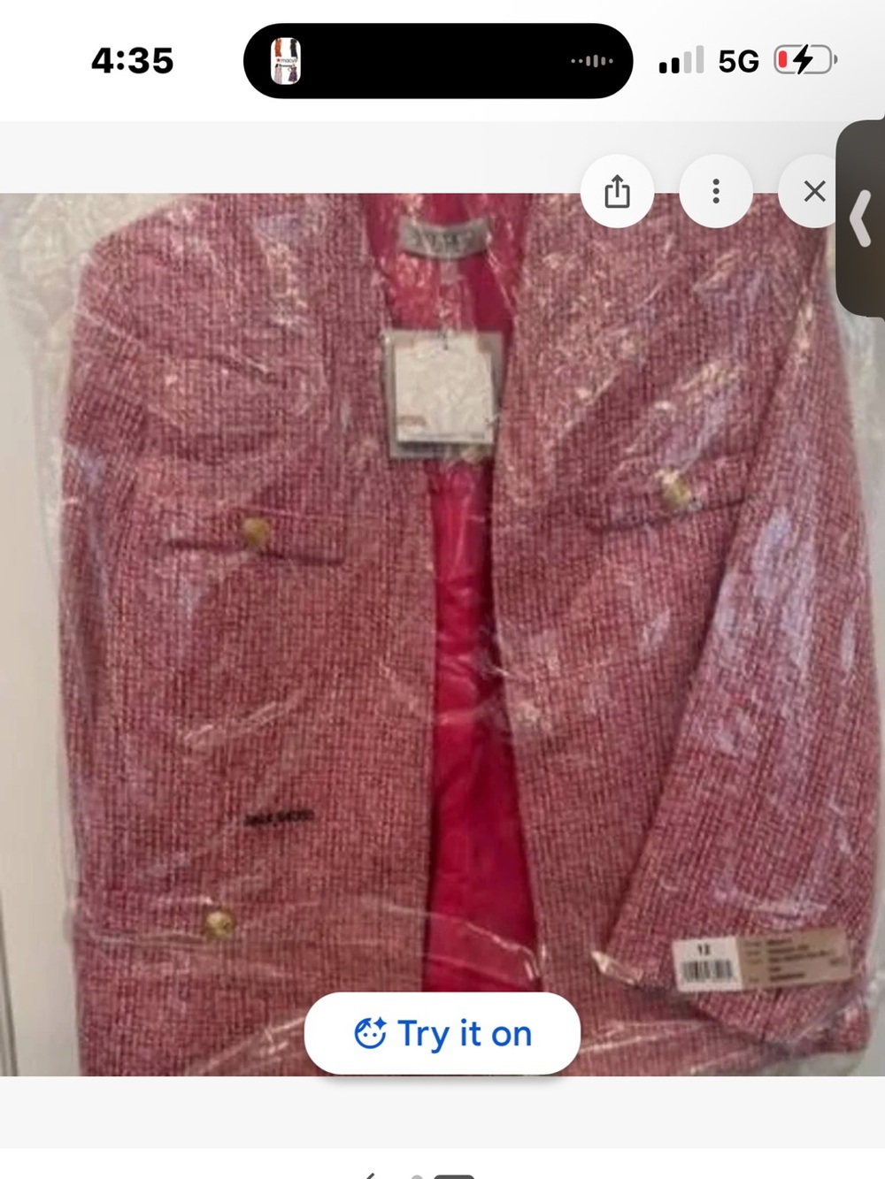 Kasper Pink Tweed Blazer with Gold Buttons - Picture 2 of 2